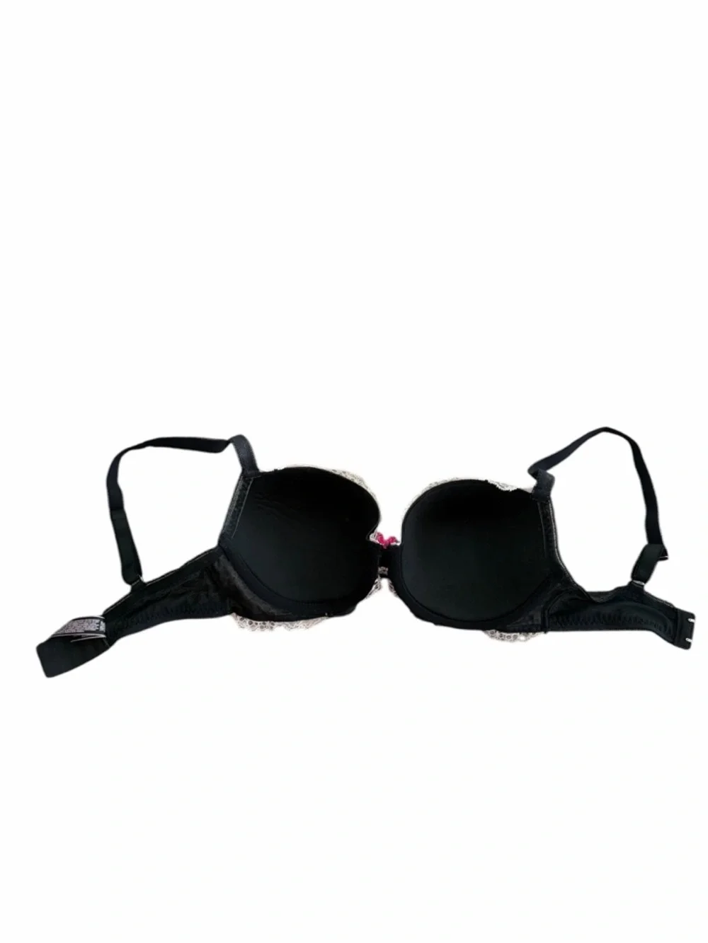 Victoria's Secret Black Bra with Ivory Lace Overlay 32DD - Picture 3 of 6